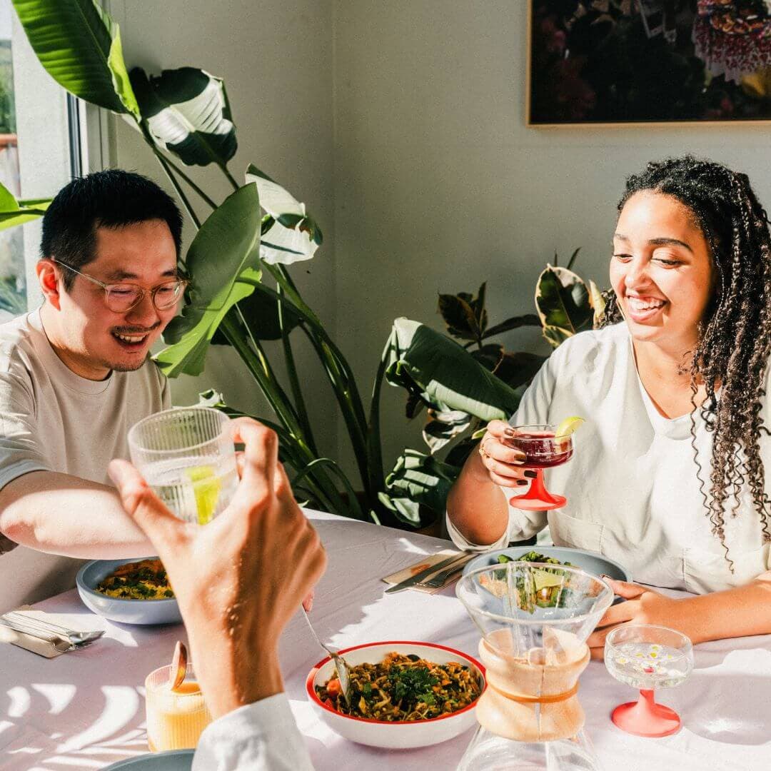 Creatives enjoying lunch together at a Creative Lunch Club gathering
